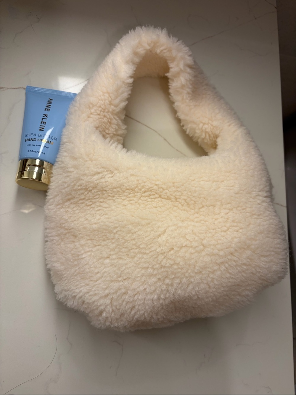 Cream Faux Shearling Shoulder Bag - Women